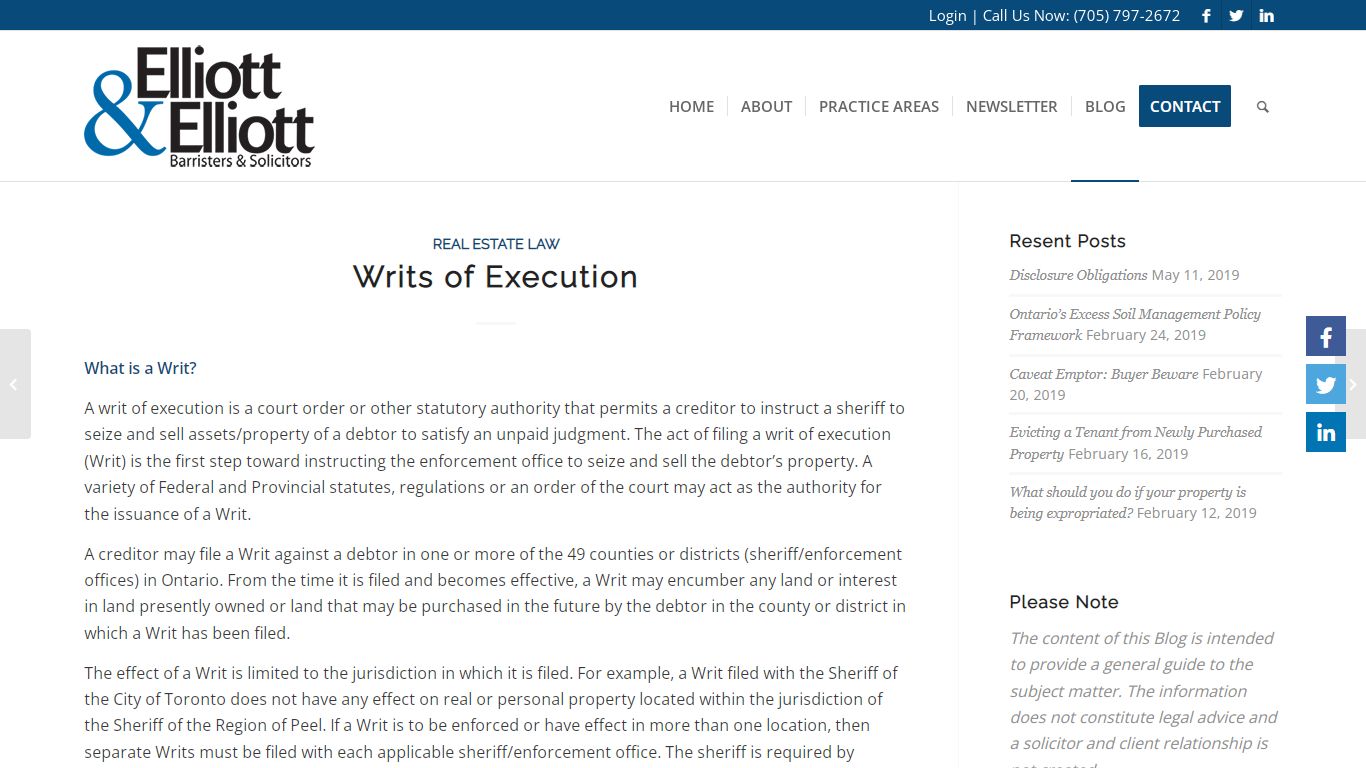 Writs of Execution - Elliott Lawyers